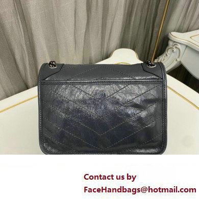 Saint Laurent Niki Baby Bag in Crinkled Vintage Leather 633160 Gray