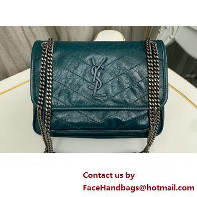 Saint Laurent Niki Baby Bag in Crinkled Vintage Leather 633160 Green