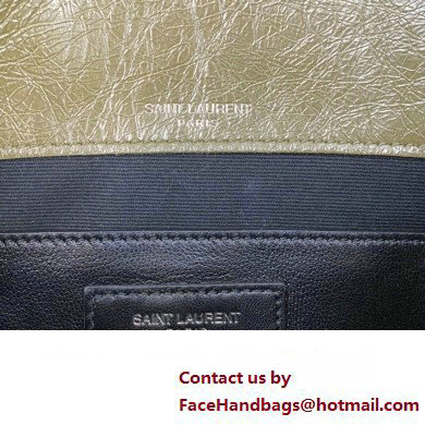 Saint Laurent Niki Baby Bag in Crinkled Vintage Leather 633160 Olive Green