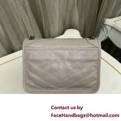 Saint Laurent Niki Baby Bag in Crinkled Vintage Leather 633160 Pale Gray - Click Image to Close