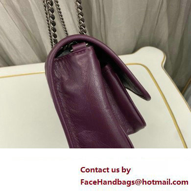 Saint Laurent Niki Baby Bag in Crinkled Vintage Leather 633160 Purple