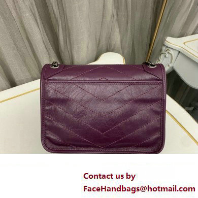 Saint Laurent Niki Baby Bag in Crinkled Vintage Leather 633160 Purple