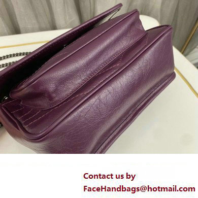 Saint Laurent Niki Baby Bag in Crinkled Vintage Leather 633160 Purple