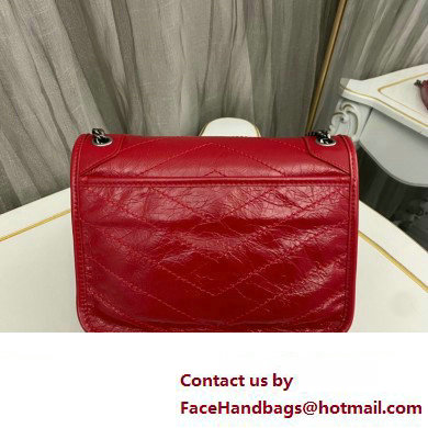 Saint Laurent Niki Baby Bag in Crinkled Vintage Leather 633160 Red