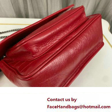 Saint Laurent Niki Baby Bag in Crinkled Vintage Leather 633160 Red