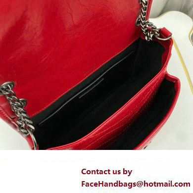 Saint Laurent Niki Baby Bag in Crinkled Vintage Leather 633160 Red