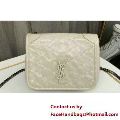 Saint Laurent Niki Chain Wallet Bag in Crinkled Vintage Leather 583103 Creamy