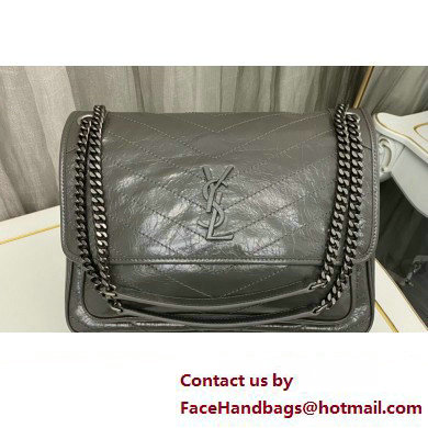 Saint Laurent Niki Large Bag in Crinkled Vintage Leather 498883 Gray - Click Image to Close