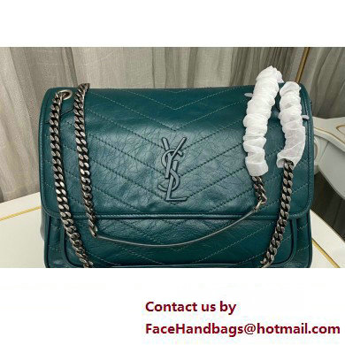 Saint Laurent Niki Large Bag in Crinkled Vintage Leather 498883 Green