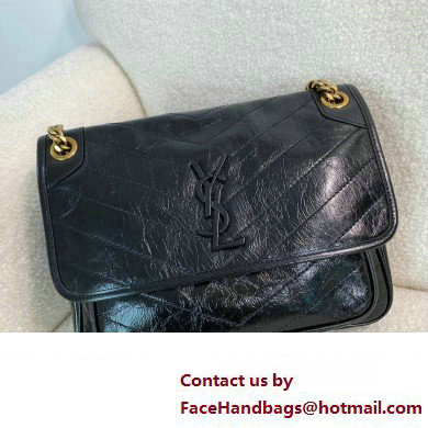 Saint Laurent Niki medium Bag black in vintage leather with gold hardware(original quality)