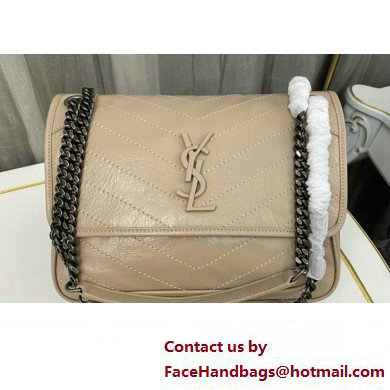 Saint Laurent Niki medium Bag in Crinkled Vintage Leather 633158 Beige