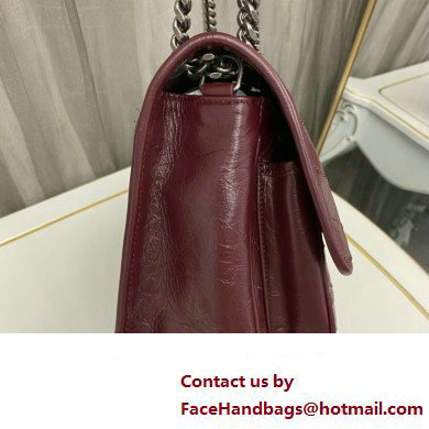 Saint Laurent Niki medium Bag in Crinkled Vintage Leather 633158 Burgundy