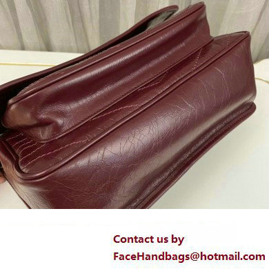 Saint Laurent Niki medium Bag in Crinkled Vintage Leather 633158 Burgundy