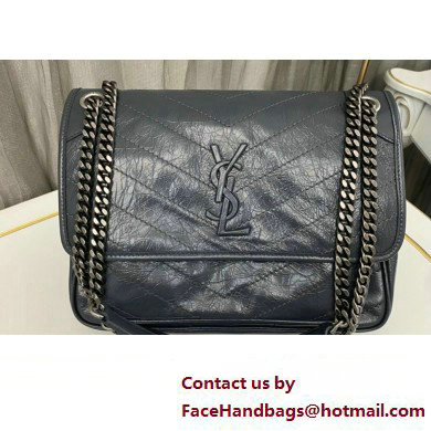 Saint Laurent Niki medium Bag in Crinkled Vintage Leather 633158 Gray