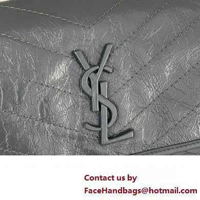 Saint Laurent Niki medium Bag in Crinkled Vintage Leather 633158 Gray