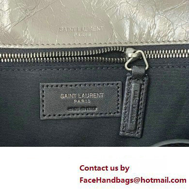 Saint Laurent Niki medium Bag in Crinkled Vintage Leather 633158 Light Gray