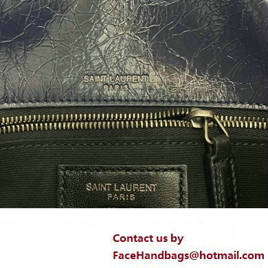 Saint Laurent Niki medium Bag in Crinkled Vintage Leather 633158 Navy Blue