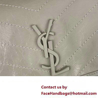 Saint Laurent Niki medium Bag in Crinkled Vintage Leather 633158 Pale Gray - Click Image to Close