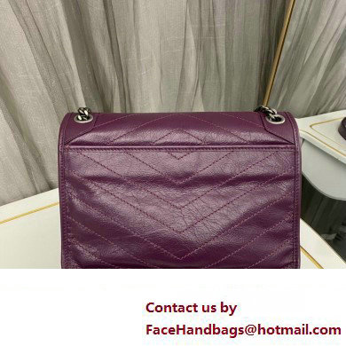 Saint Laurent Niki medium Bag in Crinkled Vintage Leather 633158 Purple