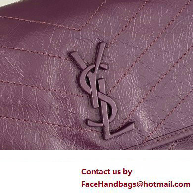 Saint Laurent Niki medium Bag in Crinkled Vintage Leather 633158 Purple