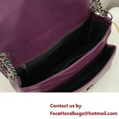 Saint Laurent Niki medium Bag in Crinkled Vintage Leather 633158 Purple