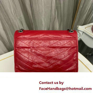 Saint Laurent Niki medium Bag in Crinkled Vintage Leather 633158 Red