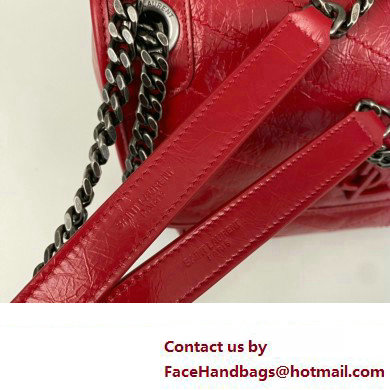 Saint Laurent Niki medium Bag in Crinkled Vintage Leather 633158 Red