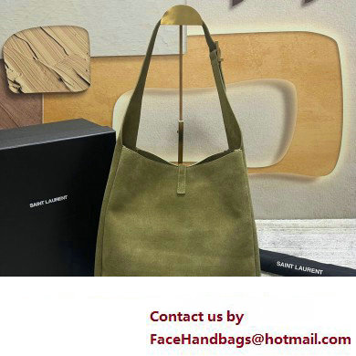 Saint Laurent le 5 à 7 supple Large Bag in Suede 753837 Green - Click Image to Close