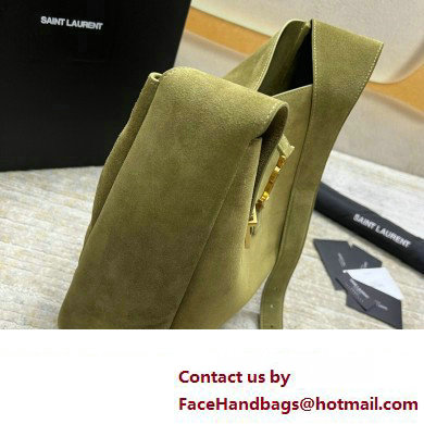 Saint Laurent le 5 à 7 supple Large Bag in Suede 753837 Green