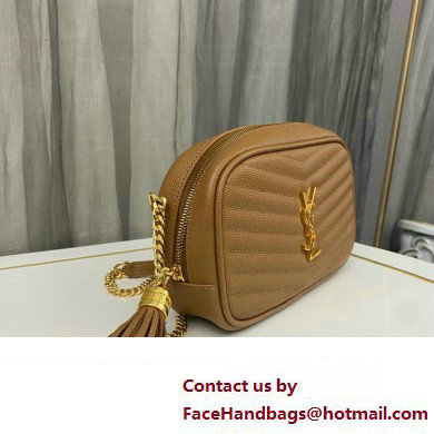 Saint Laurent lou mini bag in quilted grain de poudre embossed leather 612579 Brown