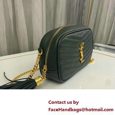 Saint Laurent lou mini bag in quilted grain de poudre embossed leather 612579 Dark Green - Click Image to Close