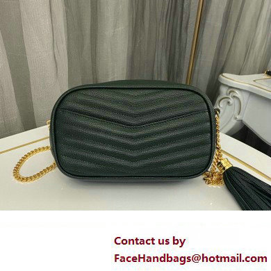 Saint Laurent lou mini bag in quilted grain de poudre embossed leather 612579 Dark Green