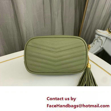 Saint Laurent lou mini bag in quilted grain de poudre embossed leather 612579 Green