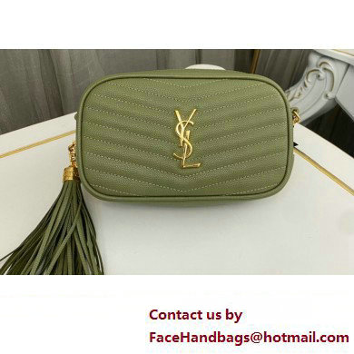 Saint Laurent lou mini bag in quilted grain de poudre embossed leather 612579 Green