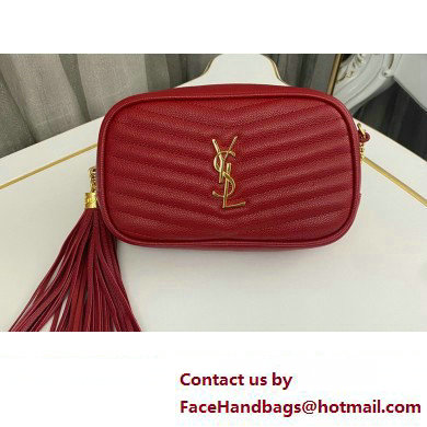 Saint Laurent lou mini bag in quilted grain de poudre embossed leather 612579 Red