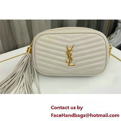 Saint Laurent lou mini bag in quilted grain de poudre embossed leather 612579 White