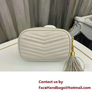 Saint Laurent lou mini bag in quilted grain de poudre embossed leather 612579 White