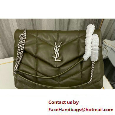 Saint Laurent puffer medium Bag in nappa leather 577475 Olive Green/Silver