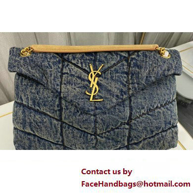 Saint Laurent puffer medium Bag in suede and denim 577475 - Click Image to Close