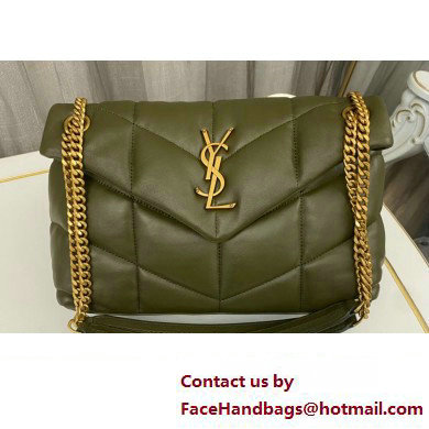 Saint Laurent puffer small Bag in nappa leather 577476 Olive Green/Gold - Click Image to Close