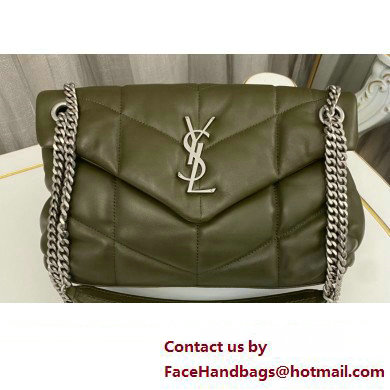 Saint Laurent puffer small Bag in nappa leather 577476 Olive Green/Silver - Click Image to Close