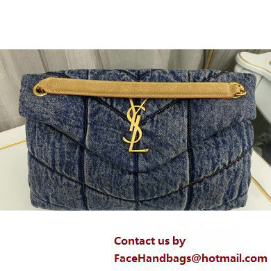 Saint Laurent puffer small Bag in suede and denim 577476 - Click Image to Close