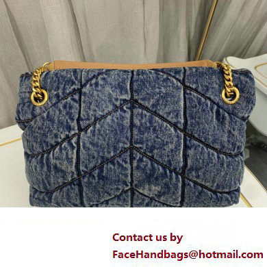 Saint Laurent puffer small Bag in suede and denim 577476