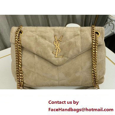 Saint Laurent puffer small Bag in suede leather 577476 Beige