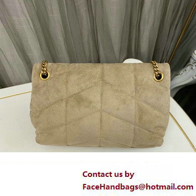 Saint Laurent puffer small Bag in suede leather 577476 Beige