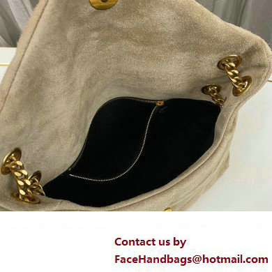 Saint Laurent puffer small Bag in suede leather 577476 Beige