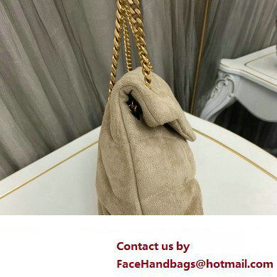 Saint Laurent puffer small Bag in suede leather 577476 Beige