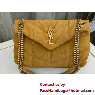 Saint Laurent puffer small Bag in suede leather 577476 Brown