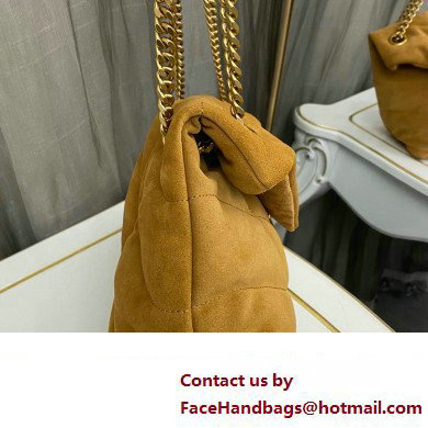 Saint Laurent puffer small Bag in suede leather 577476 Brown