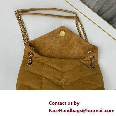 Saint Laurent puffer small Bag in suede leather 577476 Brown